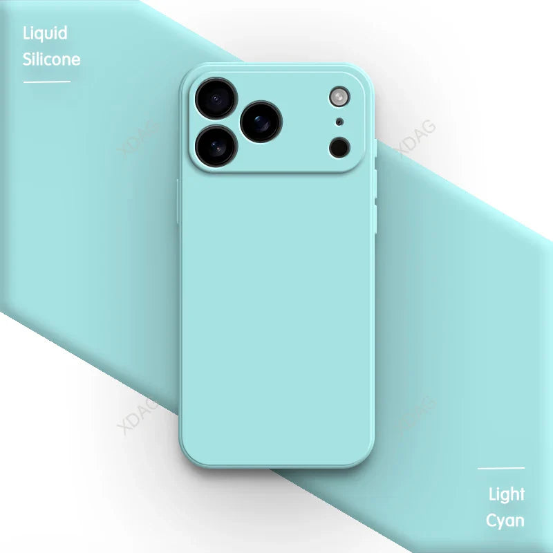 جراب هاتف أصلي من السيليكون السائل لهاتف iPhone 17 Pro Max Air 17Pro 17Max 5G بحافة مستقيمة وحماية للعدسة غطاء خلفي ناعم أساسي