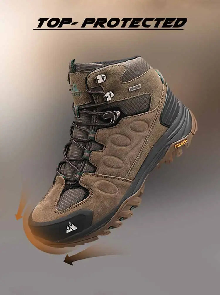 High-Top Men Hiking Boot Winter Outdoor Shoes Lace-Up Non-slip Sports Casual Trekking Boots Man Suede Warm Shoes