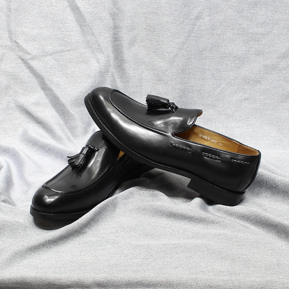 Italian Style Men's Loafers Tassel Genuine Cow Leather Comfortable Slip on Wedding Party Office Dress Shoes for Men Casual Shoes