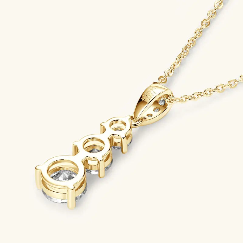 Certified D Color Three Stone Moissanite Pendant Necklace Collar Plata 925 Sterling Silver Necklaces for Women Jewelry