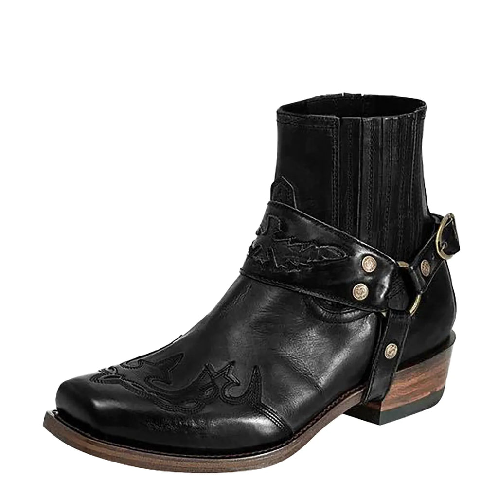 Retro Square Toe Cowboy Short Boots