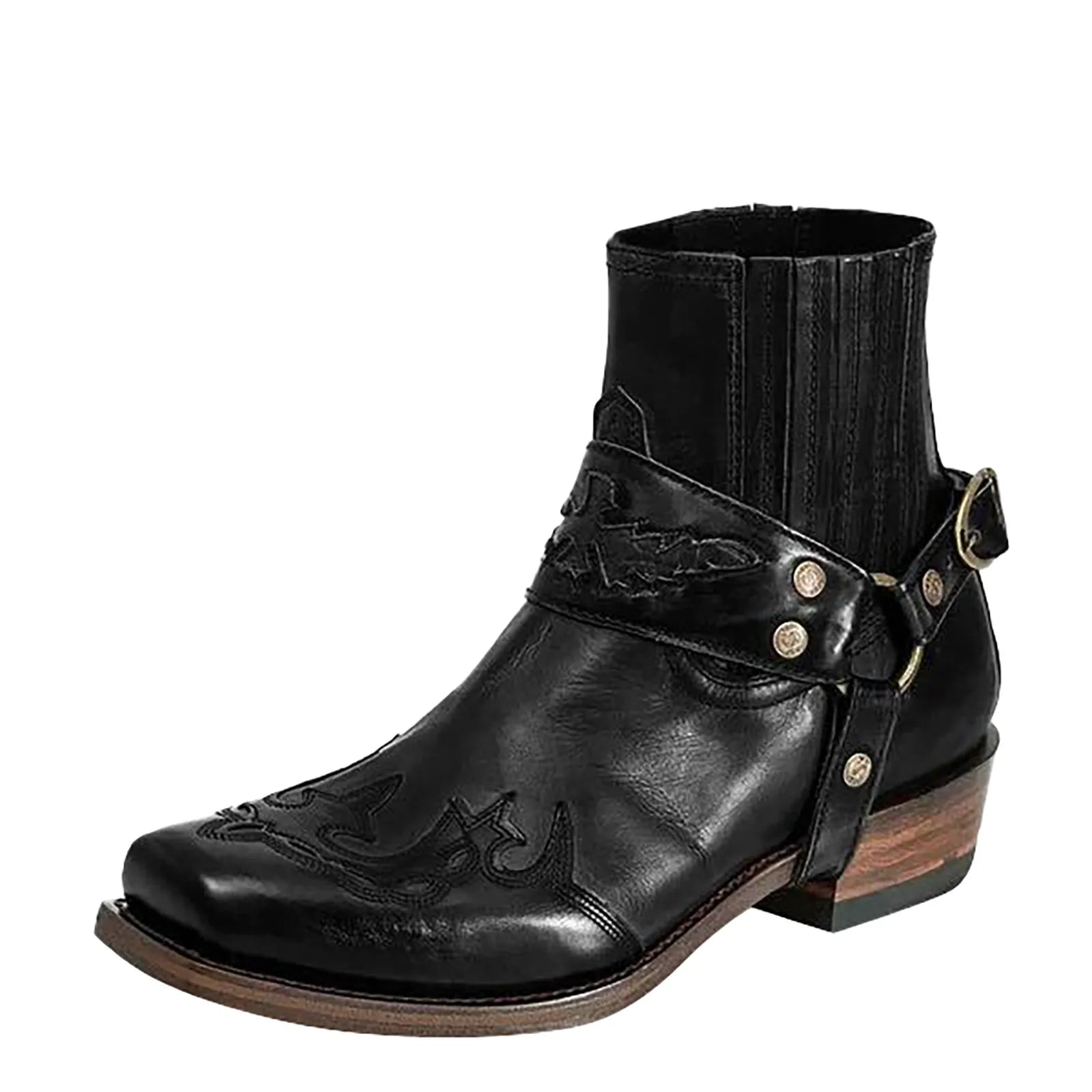 Retro Square Toe Cowboy Short Boots