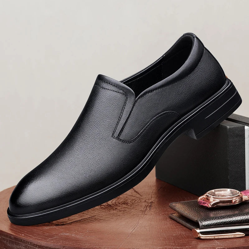 Classic Men's Genuine Leather Loafers Slip-On Flats Business Formal Dress Shoes for Wedding Party Casual Shoes Driving Footwear