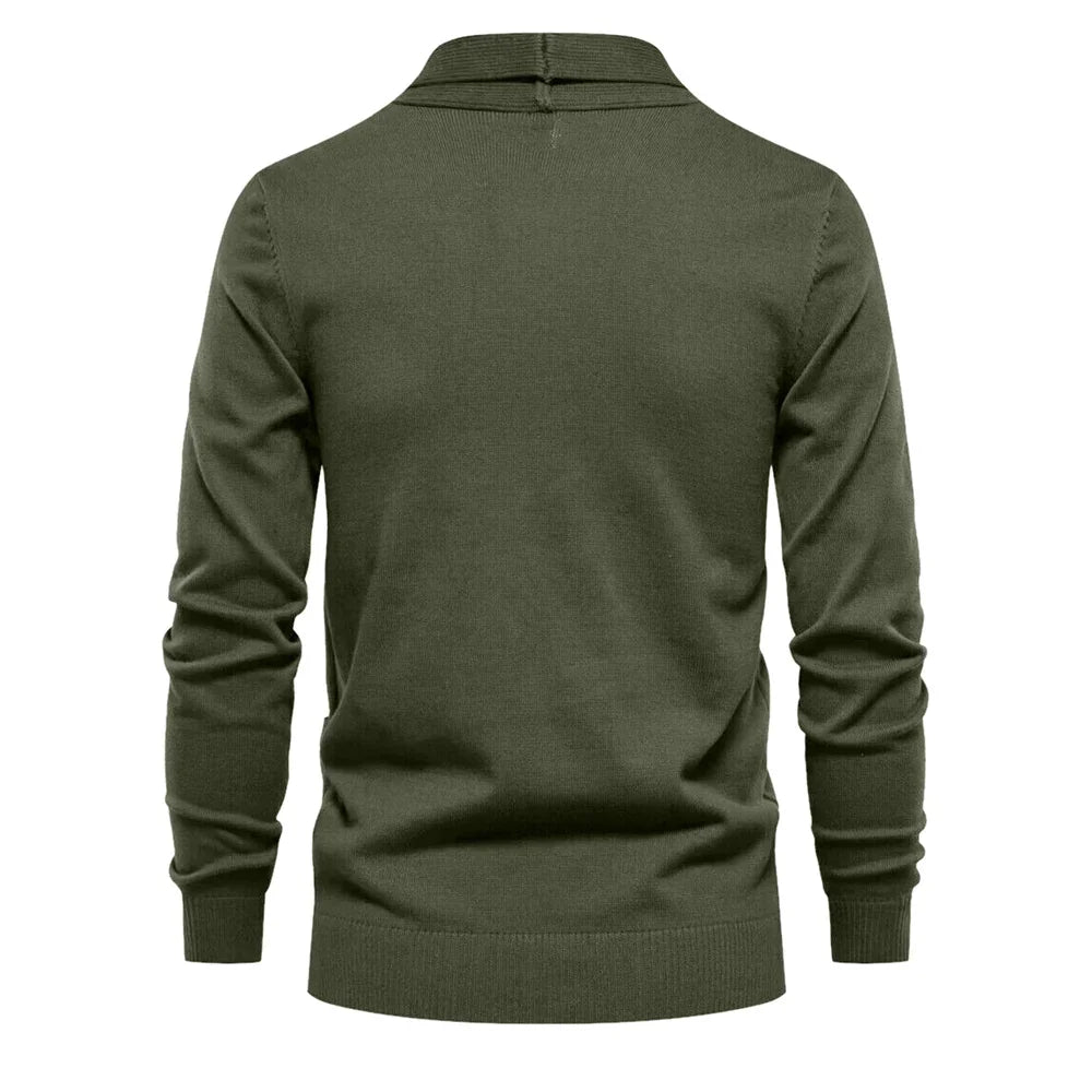 2023 New Winter Cotton Cardigan for Men Quality Mens Sweater Fashion Turn Down Collar Knitted Sweaters for Men