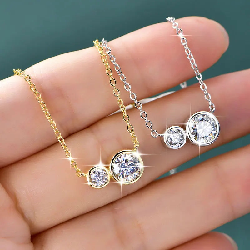 GRA Certified D VVS1 1.0CT Moissanite Diamond Round Pendant Necklace for Women Chain Fine Neck Jewelry Gifts Collares