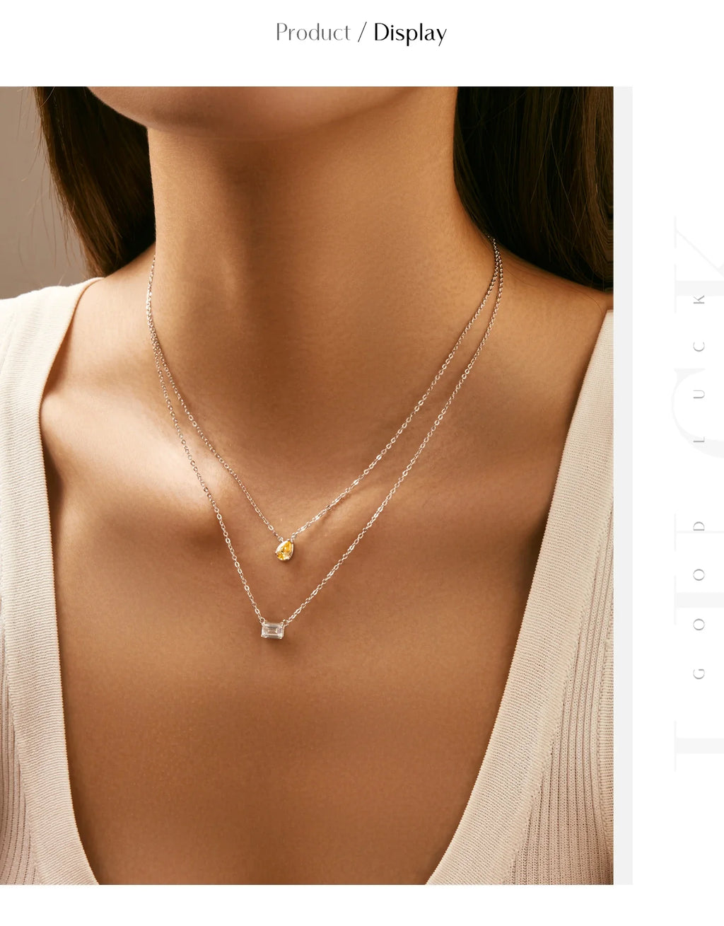 925 Sterling Silver Geometric Cubic Zirconia Pendant Necklace Fashion Stackable Asymmetrical Jewelry For Women Fine Gifts