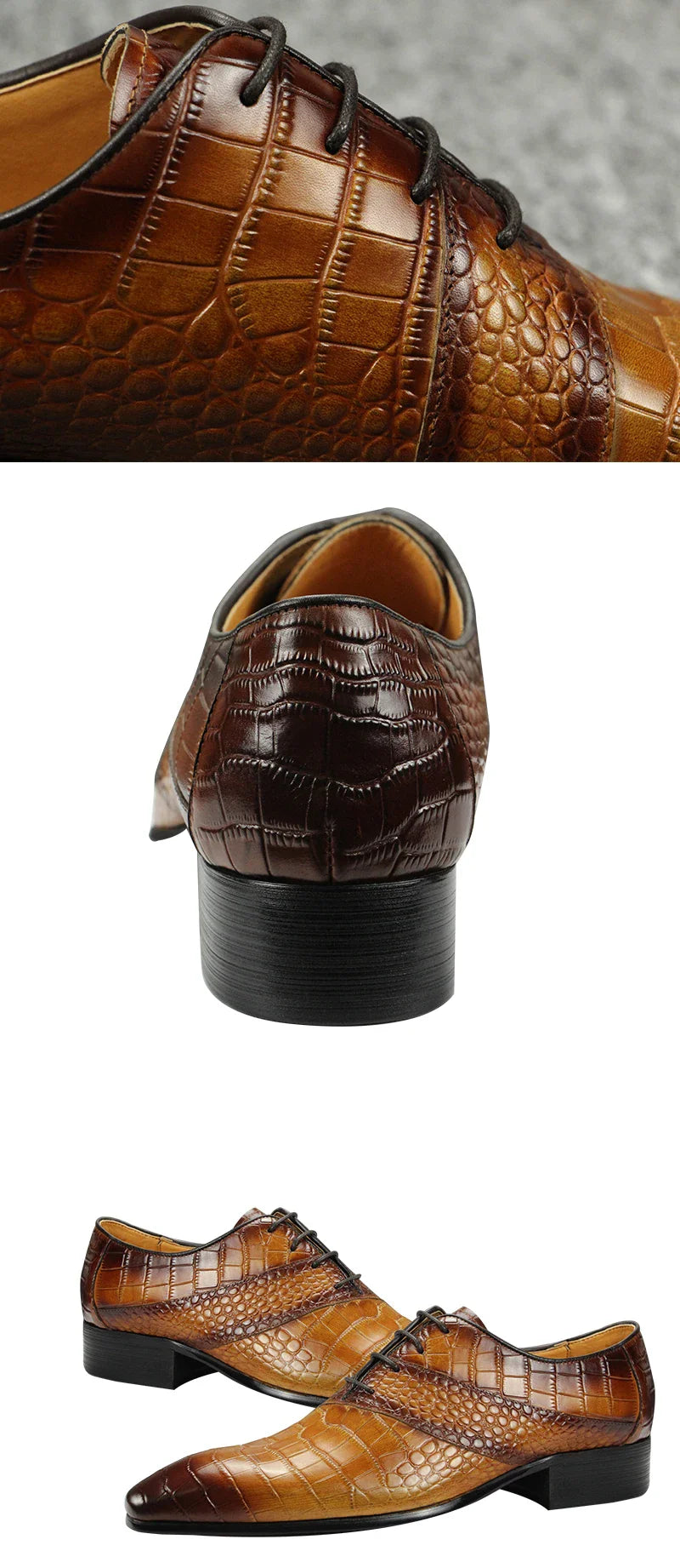 Men's Invisible Height Increasing Elevator Shoes Genuine Leather Formal Dress Oxfords Business Shoes Durable Rubber Outsole