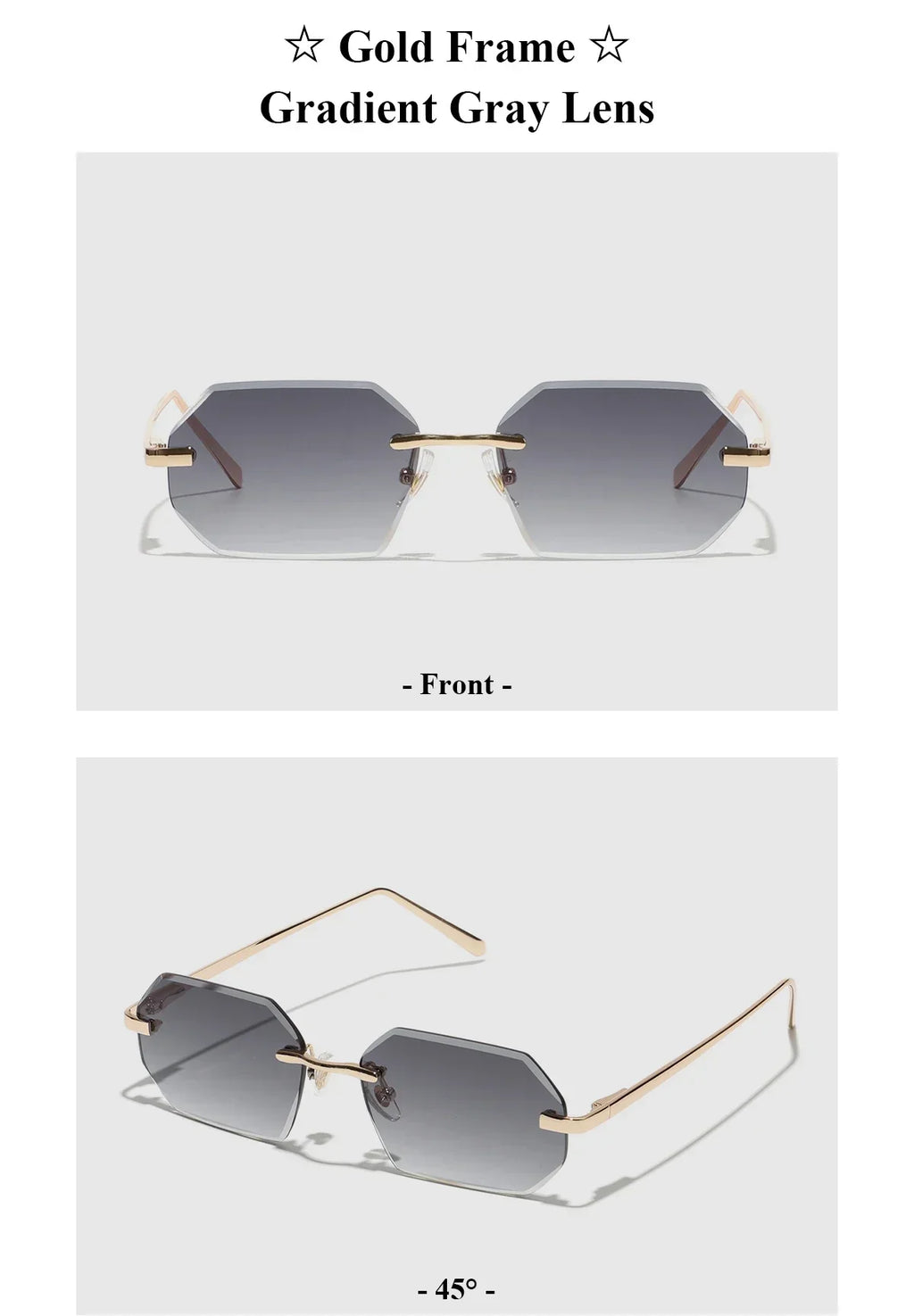 Sunglasses Men Brand Designer Fashion Rimless Sun Glasses Shades Diamond Cut Lens Ladies Frameless Metal Eye glasses