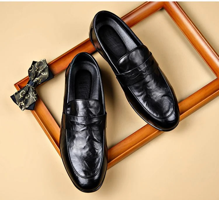 Social Shoe Male Leather Casual Round Toe Men's Formal Shoes Business Luxury Designer Clothing Office Party Gentleman 2025 Trend