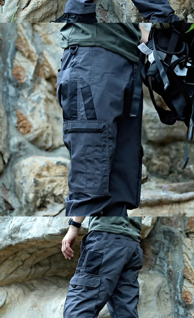 Outdoor Tactical Pants Men Casual Cargo Trousers Multi-pocket Waterproof Pant Autumn Spring Outdoor Workwear Hiking Trousers