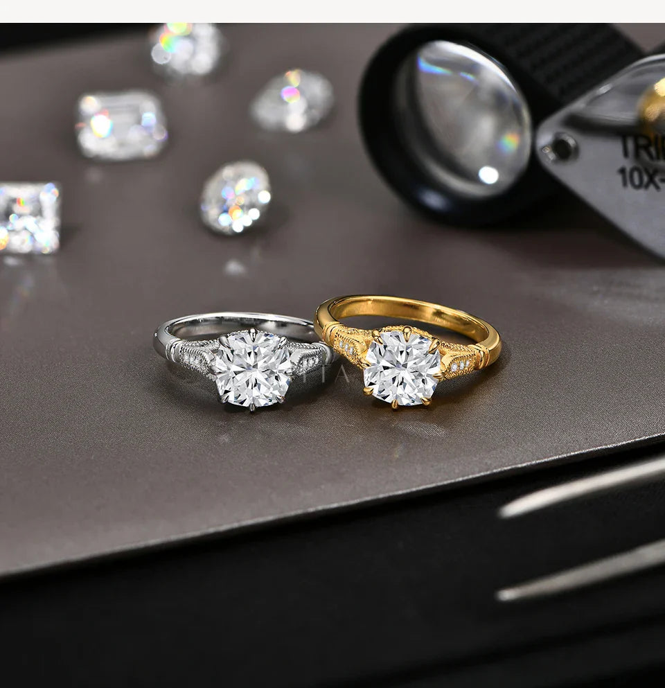 Original Design Moissanite Ring Lab Diamond Sparkling 925 Sterling Silver  for Women Engagement Fine Customized Jewelry