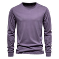 Solid Color Cotton T Shirt Men Casual O-neck Long Sleeved Mens Tshirts Spring Autumn High Quality Basic T-shirt Male