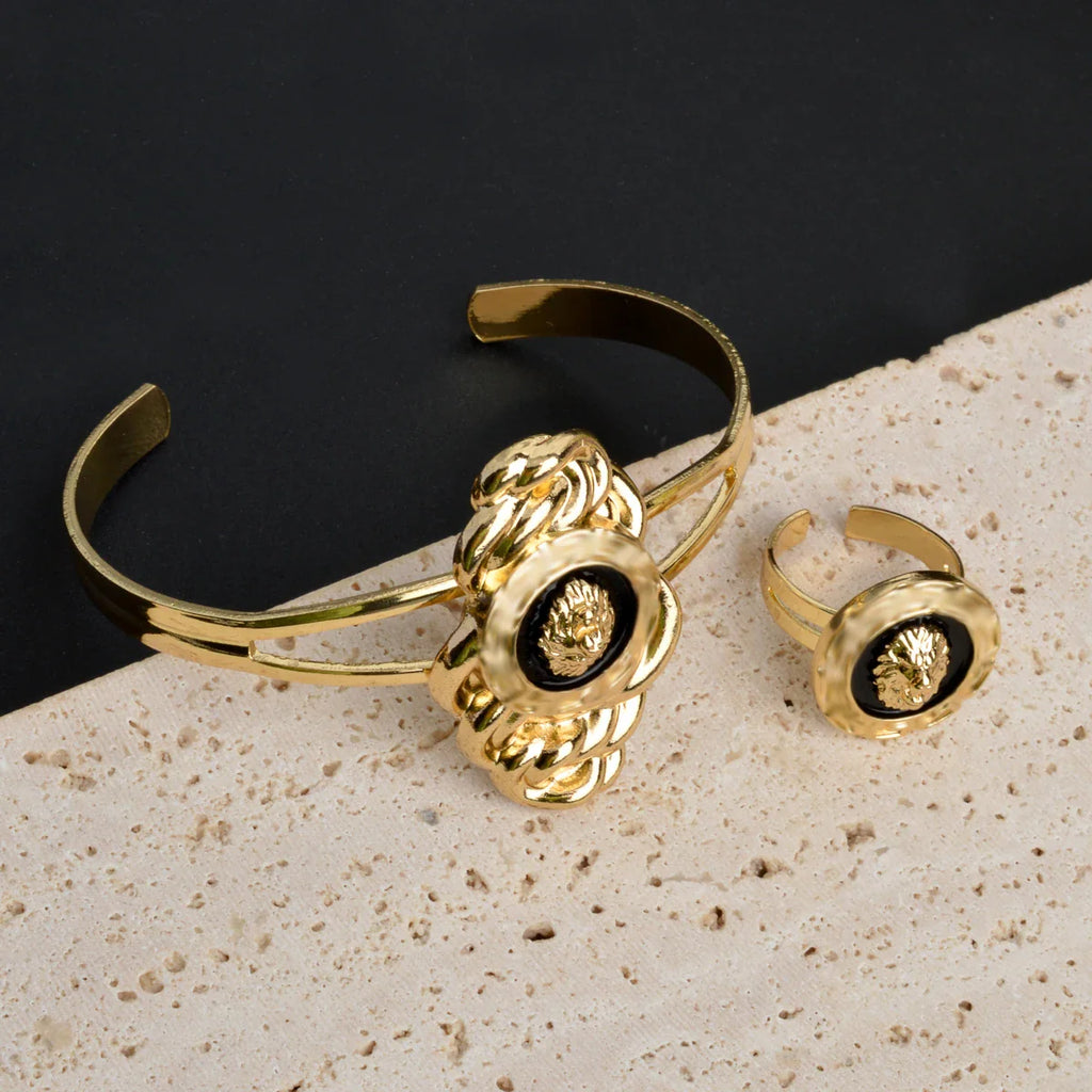 Luxury Dubai Jewelry Set for Women 18k Gold Plated Lion Necklace Bracelet Ring Earrings Bridal Wedding Jewellery Accessories
