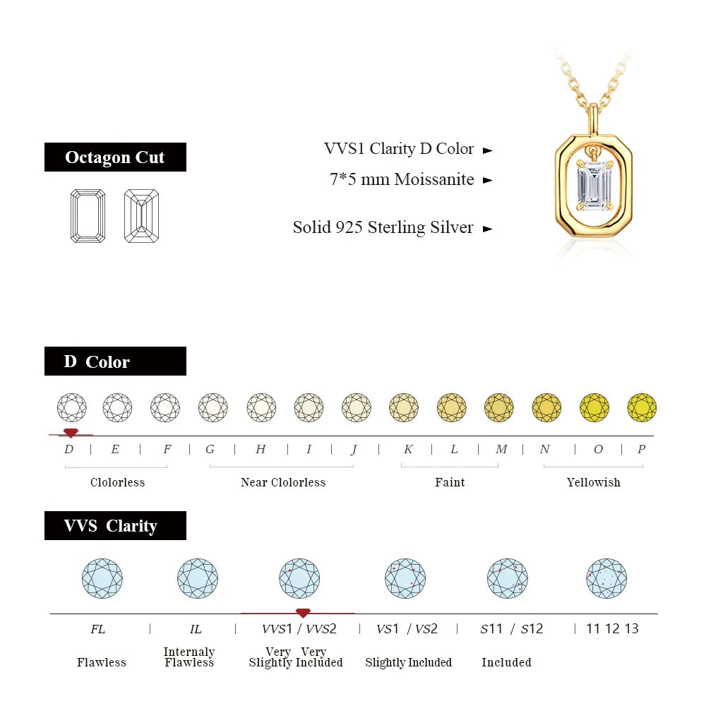 Top Quality Moissanite Diamond Necklace for Women Solid 10k 14k 18k Yellow Gold Penant Fine Jewelry Gifts Wholesale New