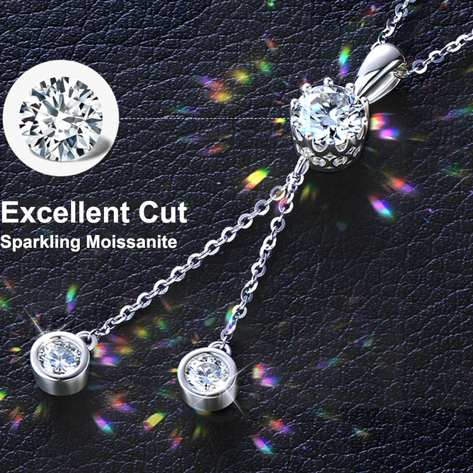 1.6CT Moissanite Pendant Necklace for Women 18k Gold Plated Round Pendant 925 Sterling Silver Wedding Anniversary Fine Jewelry