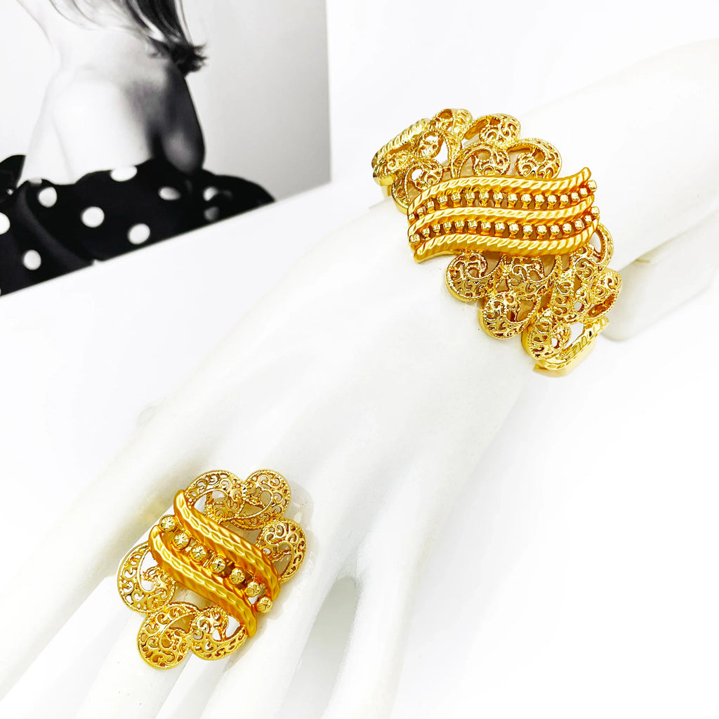 Women Jewelry Set Classic Design Tricolor Necklace Earrings Bangle And Ring 4PCS Set Jewelry Wedding Party Gift Good Quality