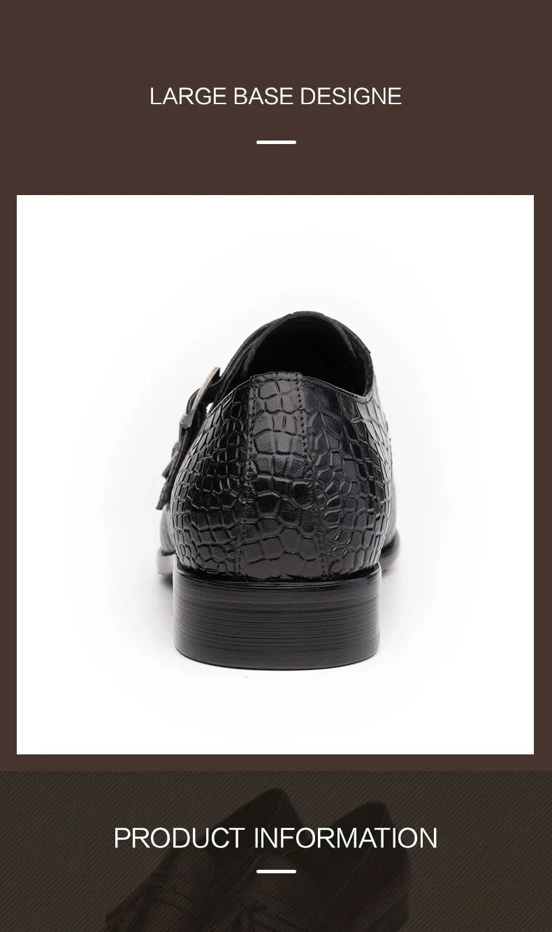 Men's Genuine Leather Dress Loafers Handmade Double Buckle Monk Slip-On Shoes for Party & Formal Wear Fashion& Men's Footwear