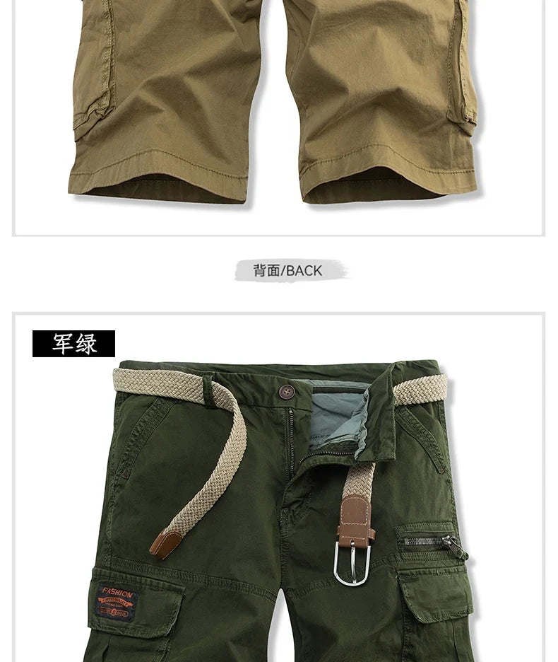 Summer Overalls Men Casual Shorts New Loose Sports Comfortable Knee Shorts Streetwear Breathable Safari Short Pants