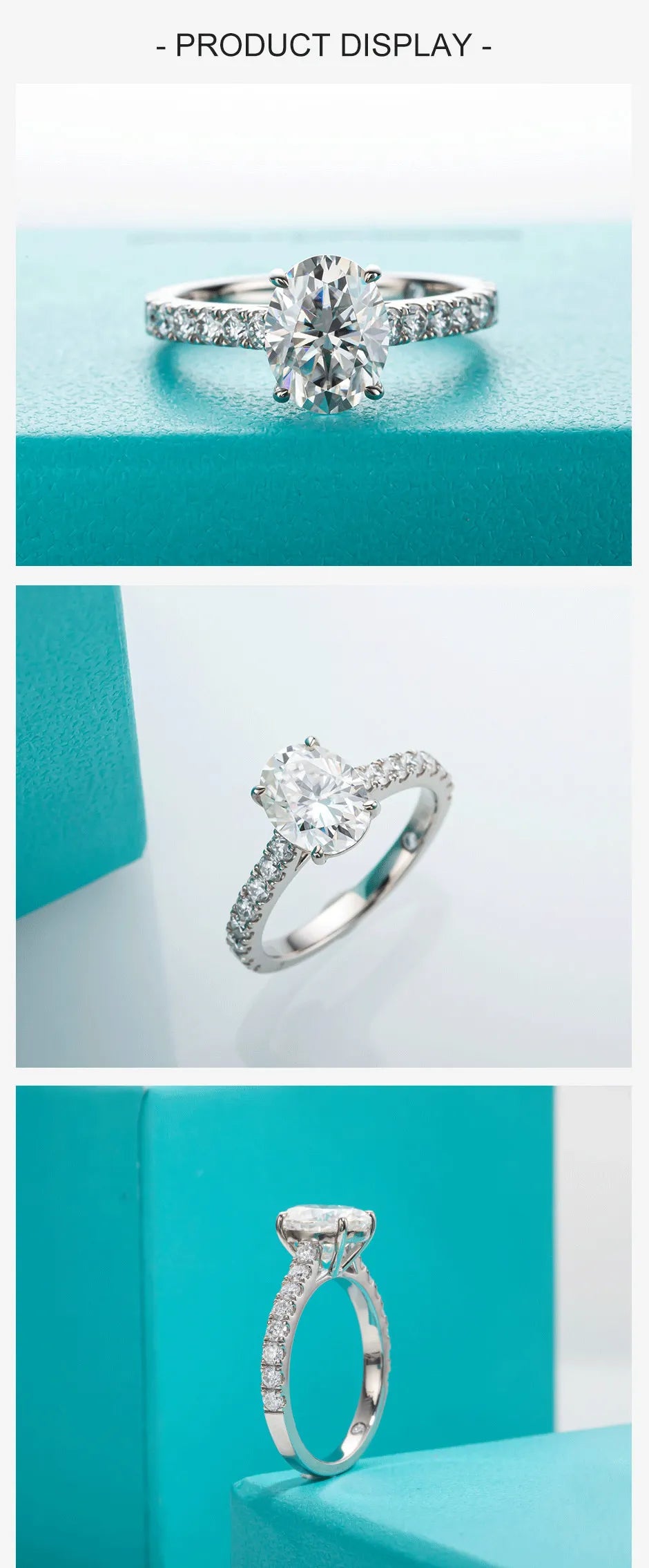2 Carat Oval Cut D Color Moissanite Ring 18K Gold Plated 925 Sterling Silver Engagement Wedding Rings Wholesale