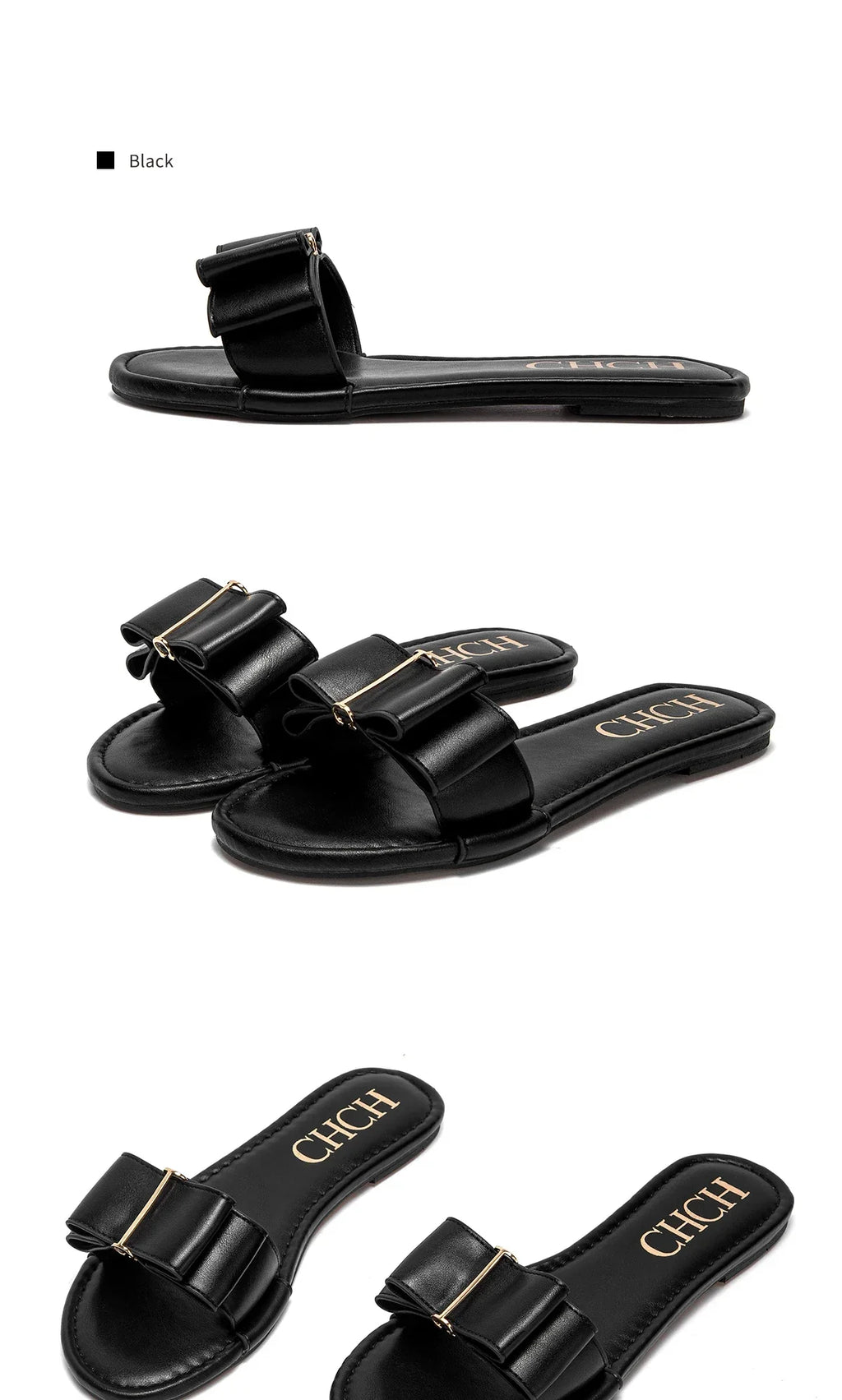 Women's Flat Shoes New Summer Bow Casual Slippers Black Commuting Women's Shoes