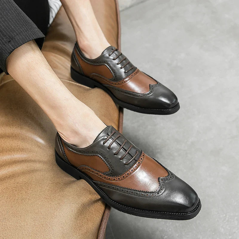 Italy High Quality Pointed Fashion Oxford Shoes Lace Up Men's Shoes Pointed Style Luxury Moccasin Casual Luxury Leather Shoes