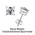 10K Gold Post 4/2/1ct Asscher Cut Moissanite Stud Earrings Anti-allergy Eearrings For Women Jewelry Wholesale
