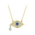 925 Sterling Silver Evil Eye Necklace 18K Gold Plated Teardrop Pendant Blue Zirconium Turkish Protection Jewelry for Women