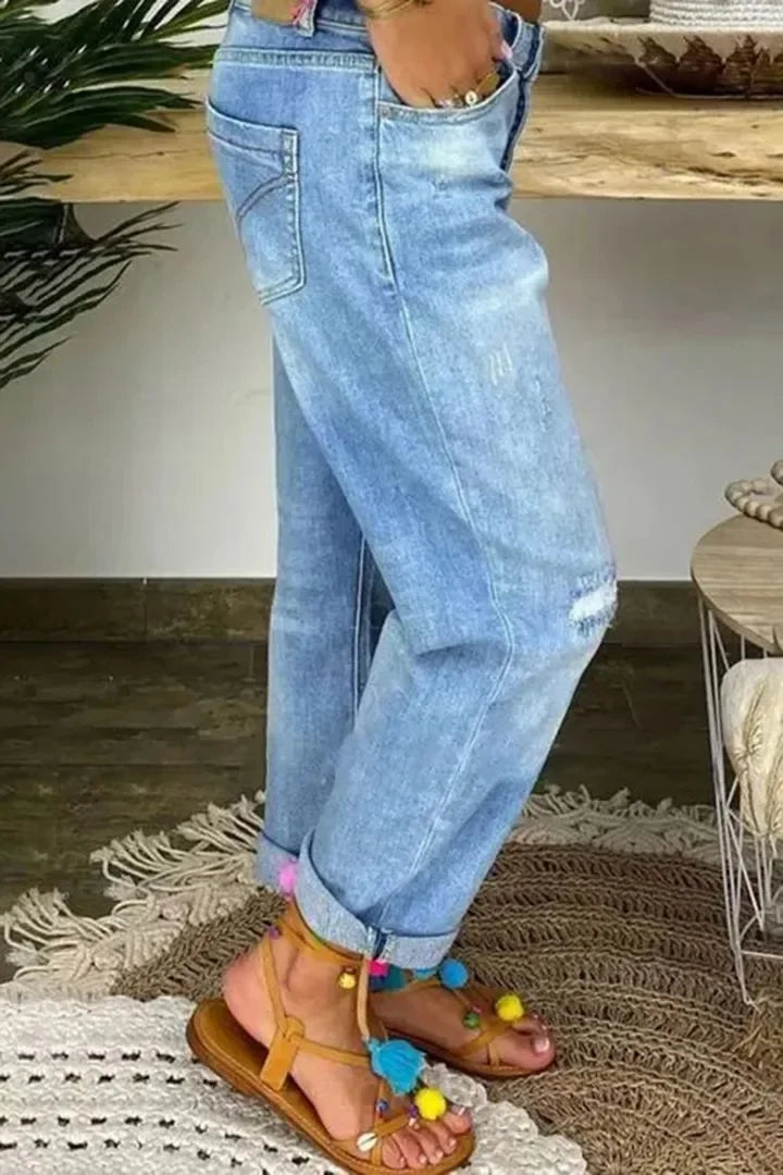 High Waist Mom Jeans Flare Pant