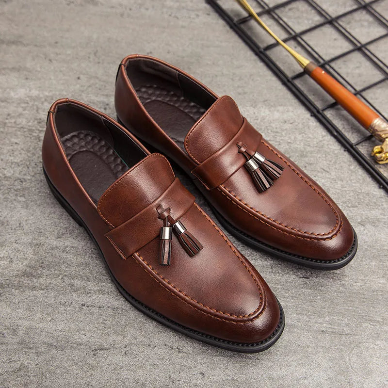 Mens Dress Wedding Fashion Office High Quality Leather Comfy Business Formal Italy Driving Loafers Shoes for Men Plus Size 38~48
