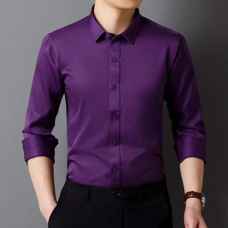 Men's Long Sleeved Shirt Classic Solid Color Soft Comfortable