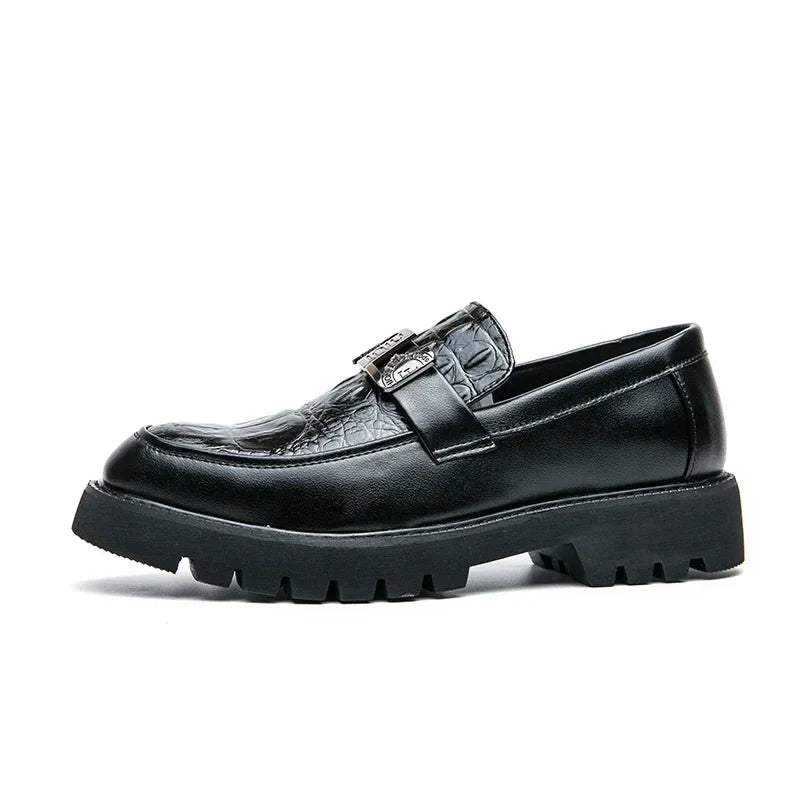 Mens Loafers Party Business Thick Soled Men Leather Shoes Dress Platform Shoes Comfortable Fashion New Casual Shoes for Men