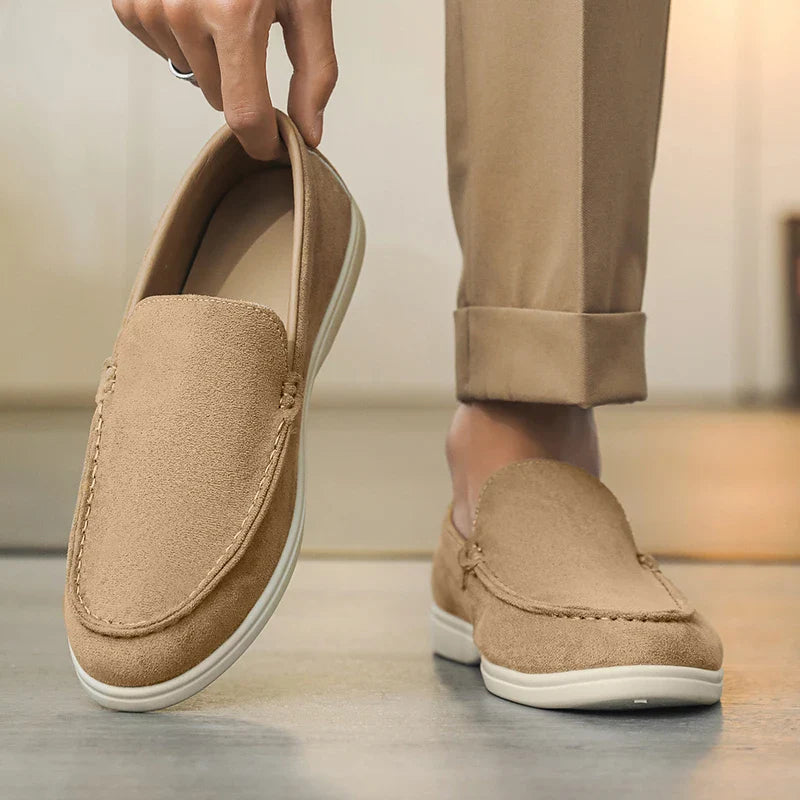 Men’s Suede Slip-On Loafers – Casual Lightweight Walking Shoes (Black, Brown, Navy)