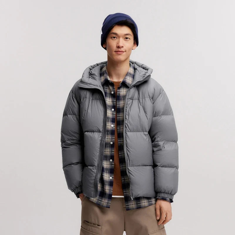 Down Jacket Men 2024 Winter New Thermal Three-Proof Couple Hooded Outerwear Solid Color Versatile Down Jacket