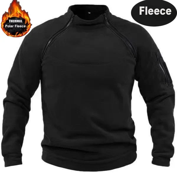 Mock Neck Military Sweatshirt Fleece Jackets Men's Cargo Tactical Pullover Hiking Camping Climbing Trekking Windproof Jackets