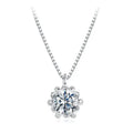 0.5CT Flower Buds Moissanite Necklace, 925 Sterling Silver Halo Pendant Necklace with Box Chain for Women Romantic Gift