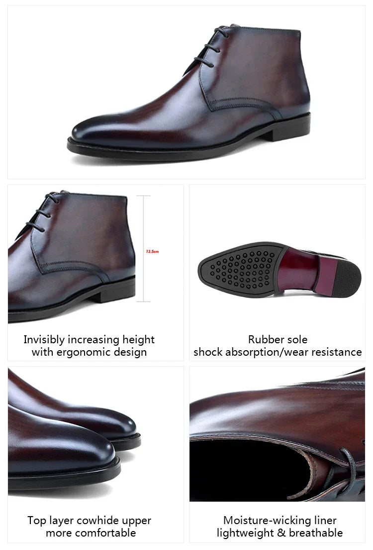 Calf Leather Men's Western Ankle Boots - Comfortable in Stock Chelsea Riding Boots for Men