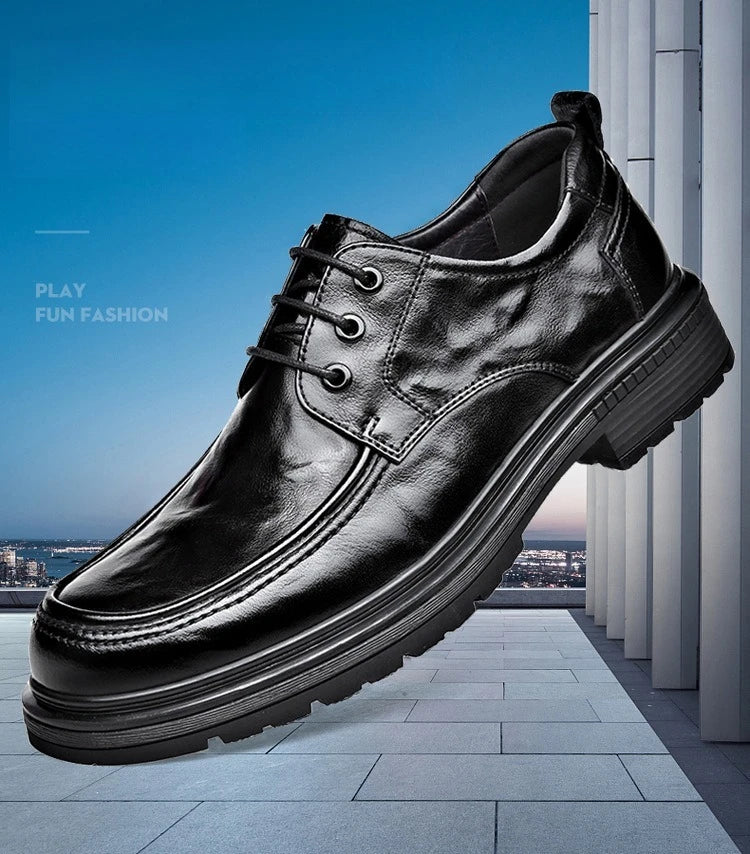 Business Formal Black Lace-up Style Leather Shoes for Men Spring Autumn New Designer Dress Shoes Male British Style Wedding Shoe
