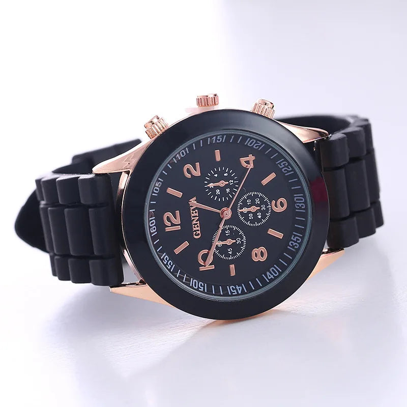 Famous Brand Geneva Ladies Fashion Watch Male and Female Student Silicone Quartz WristWatch Clock Wholesale Relogio Feminino