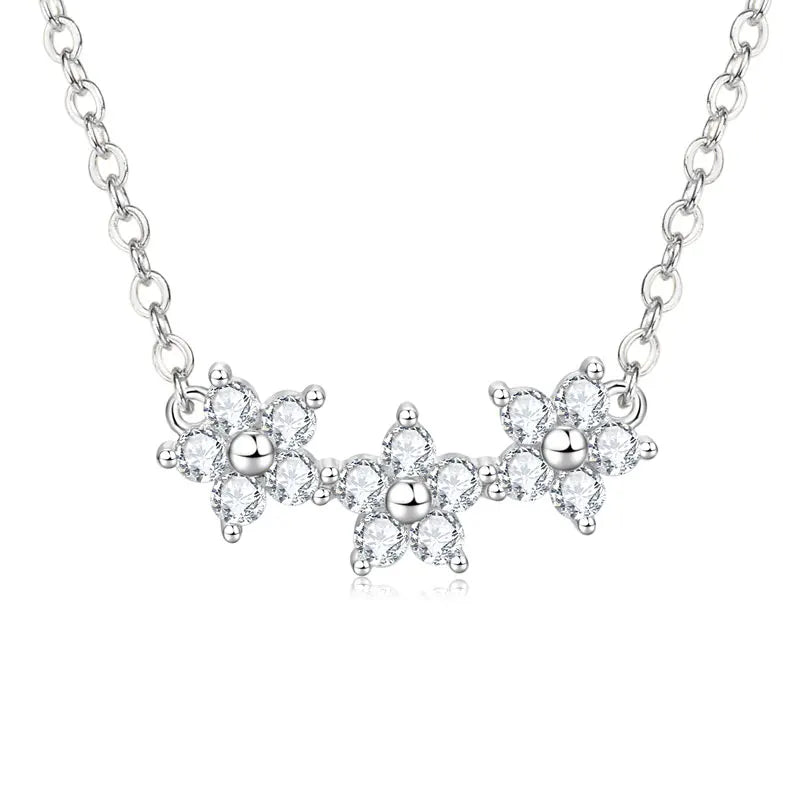 GRA Certified D VVS1 Moissanite Diamond Sweet Mini Flower Pendant Necklace for Women Chain Neck Jewelry Gifts Collares