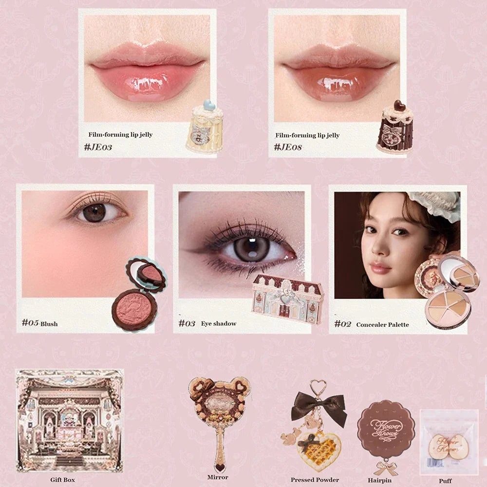 THE SWEETIE BEAR COLLECTION Makeup Gift Set All In Concealer Palette Blush Setting Powder Lip Jelly Gift Box Mirror