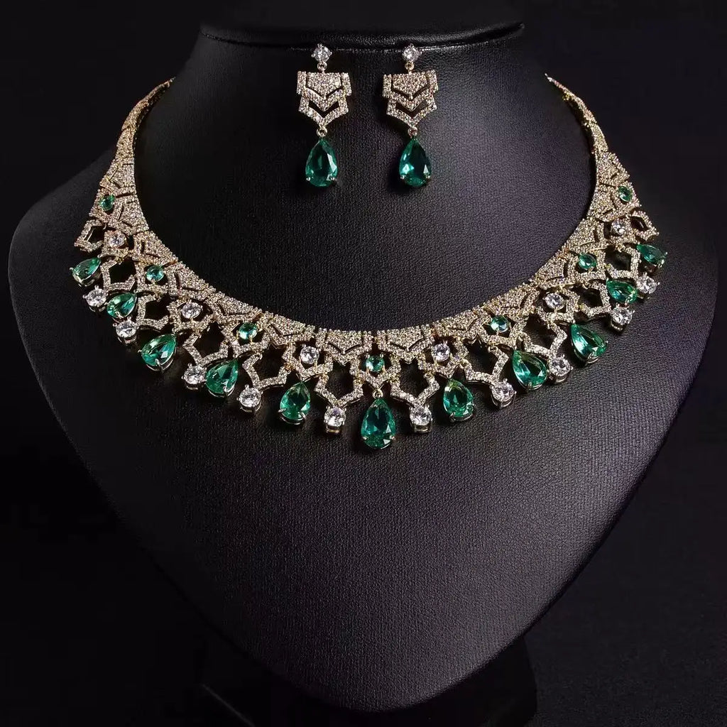 Pop Hot Stereo Jewelry Oil Painting Necklace Earrings Premium Multi-Color 2-Piece Wedding Travel Women's Holiday Gift M-1000