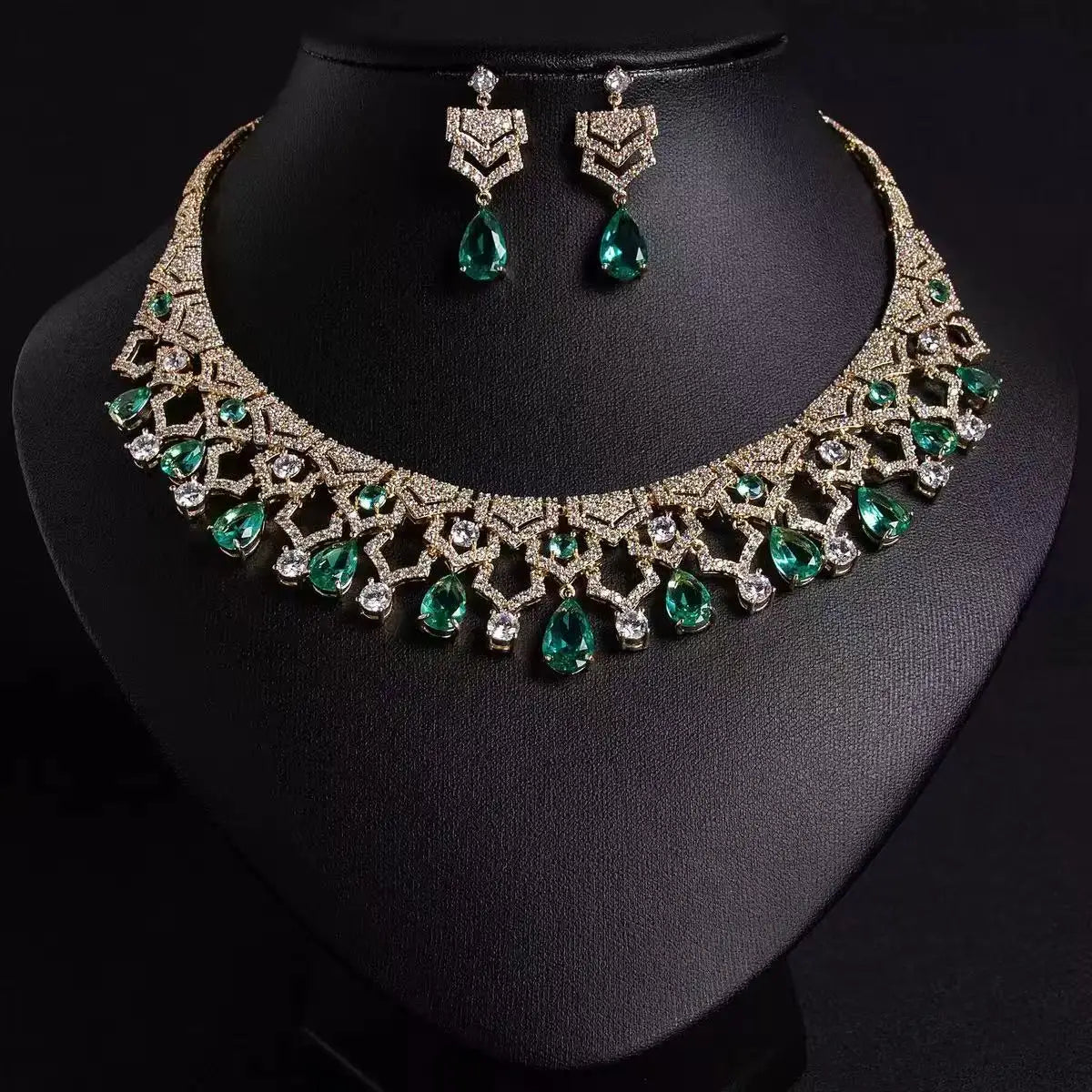 Pop Hot Stereo Jewelry Oil Painting Necklace Earrings Premium Multi-Color 2-Piece Wedding Travel Women's Holiday Gift M-1000