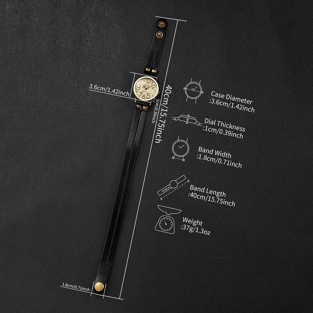 Casual Arabic Dial Unisex Watches Vintage Long Leather Band Women Quartz Watch Men's Wristwatches