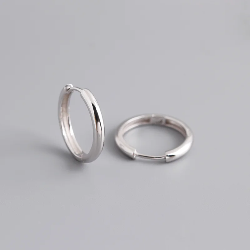 925 Sterling Silver Simple Matte Bohemian Round Ear Buckle for Women Punk Unisex Rock Hoop Earring Jewelry Accessories