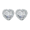 18K Gold Heart CZ Stud Earrings 925 Sterling Silver Hypoallergenic Classic Halo Earrings Circle Setting Women Dating Gift