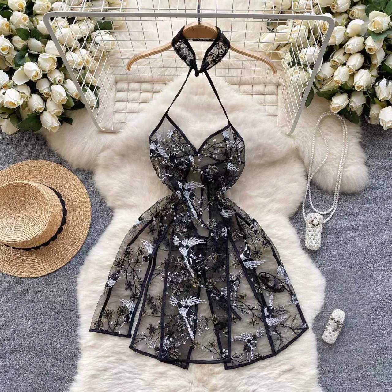 Woman Plus Size Sexy V-Neck Strap Dress Lace Trim Slim Short Dress Women Fashion Comfortable Dress Party Hotsweet