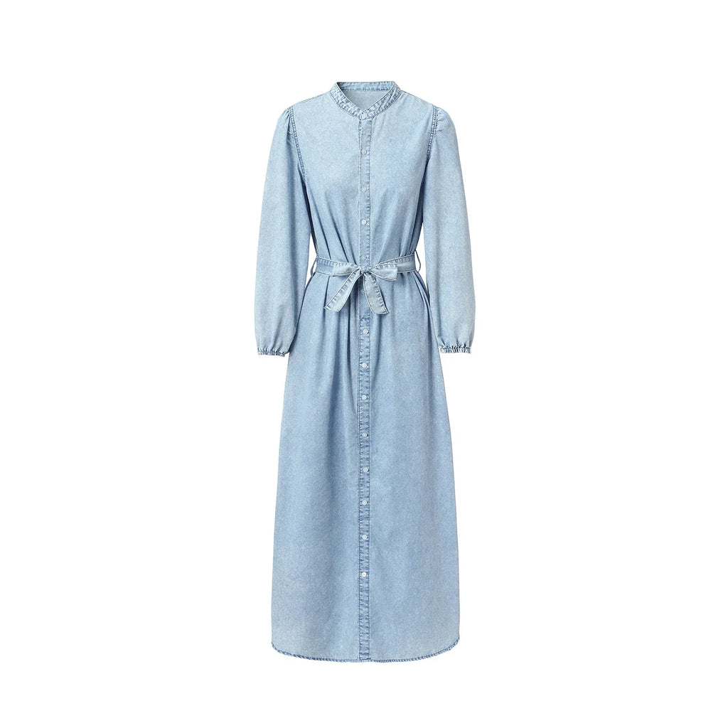 SS26 Women Lightweight Denim Dress Cotton Black and Blue Maxi Dress
