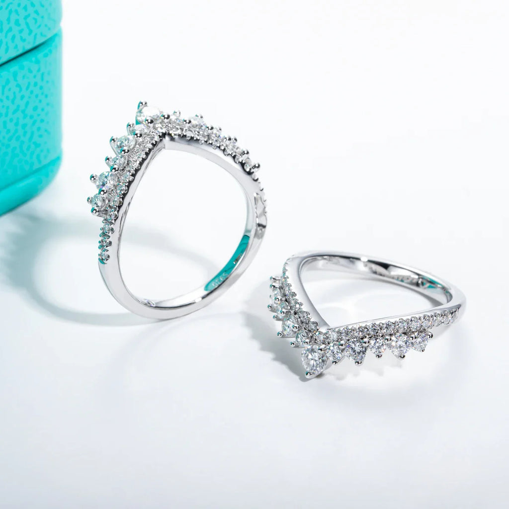 3mm D Color Moissanite Heart Shape Wedding Bands 18k Gold Plated 925 Sterling Silver Bridal Ring Set For Girls Jewelry