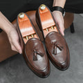Men's Formal Tassel Loafers – Genuine Leather Slip-On Dress Shoes, Black & Brown, EU 40–47