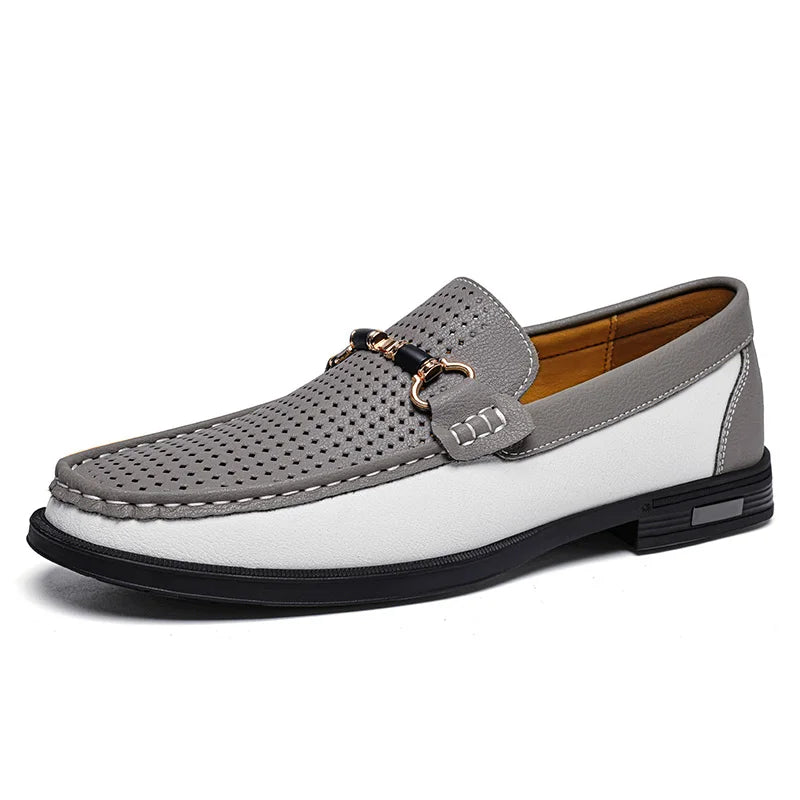 Trendy High Quality Genuine Leather Shoes for Men Summer Breathable Men's Casual Loafers Plus Size 47 Slip-on Driving Shoes Man